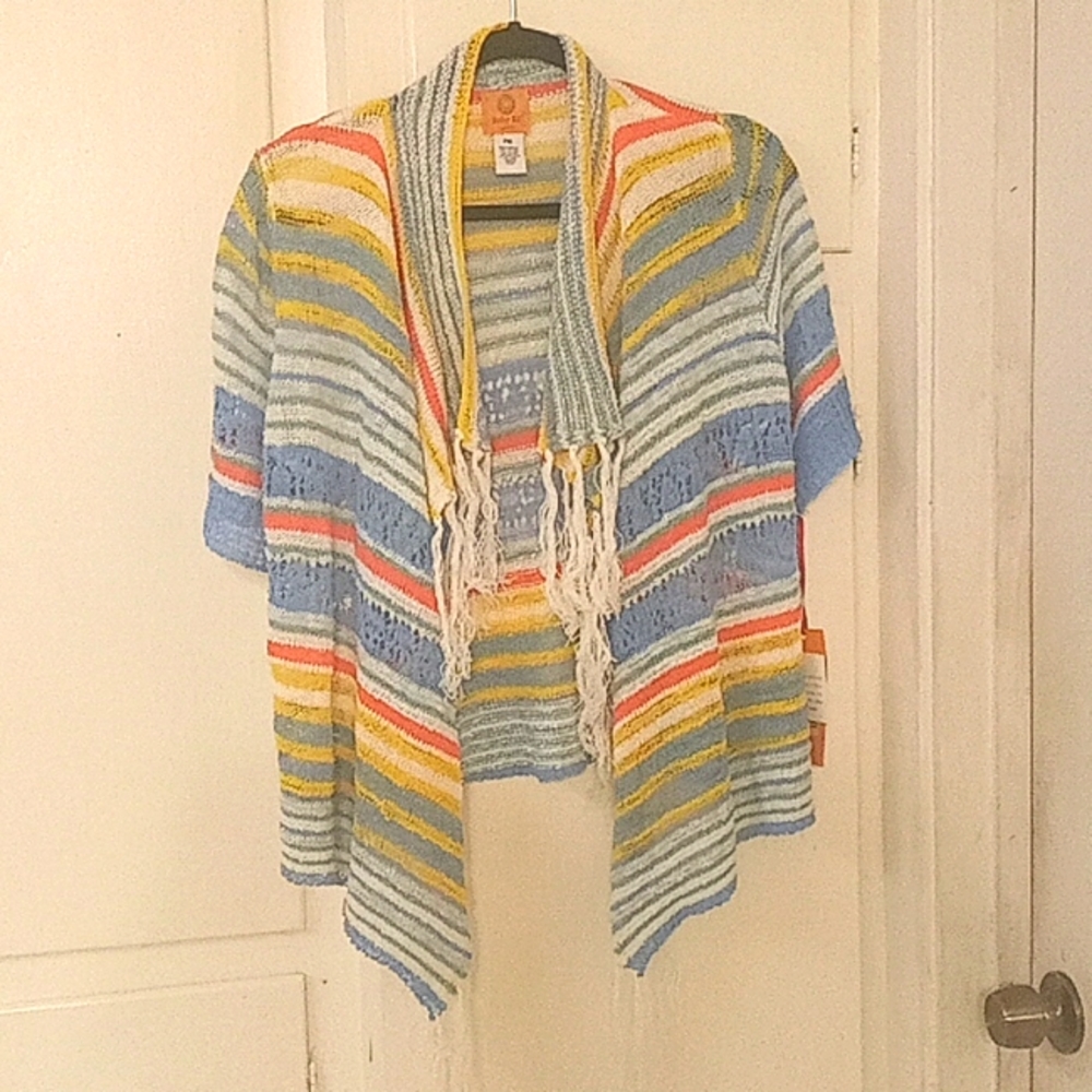Ruby Rd. Petite crochet Kimono Cardigan Swim cover Size PXL